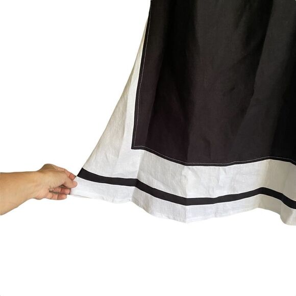 KONTRAST Linen Sleeveless Midi Maxi Colour-block Dress Black White 10 - Picture 5 of 6